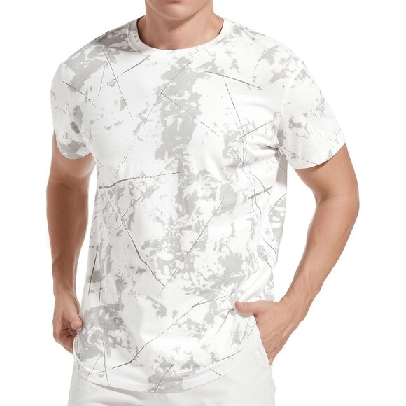 Men White Hipster Hip Hop Short Sleeve Print T Shirt Casual Summer Top - Picture 1 of 9